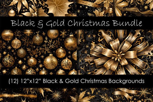 Black Gold Seamless Christmas Patterns
