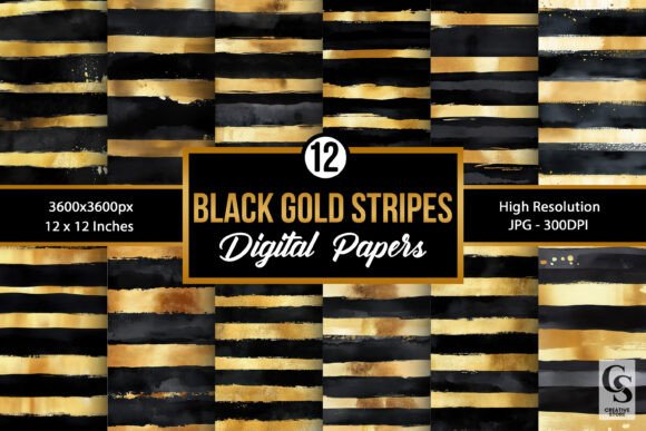 Black Gold Watercolor Stripes Patterns: A Strategic Asset for Creative Workflows
