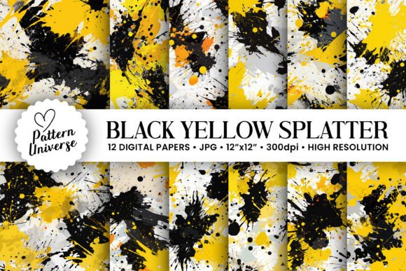 Black Yellow Paint Splatter Patterns: A Bold Choice for Creative Projects