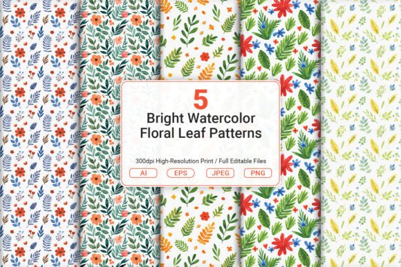 Bright Watercolor Floral Leaf Patterns: A Creative Solution for Modern Design Projects