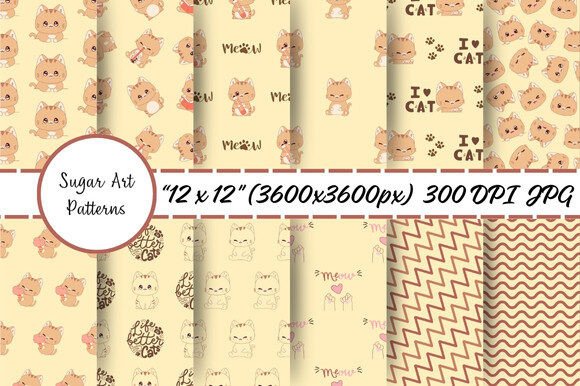 Digital Paper Patterns of Cute Cats
