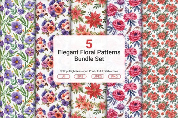 Elegant Floral Patterns Bundle Set