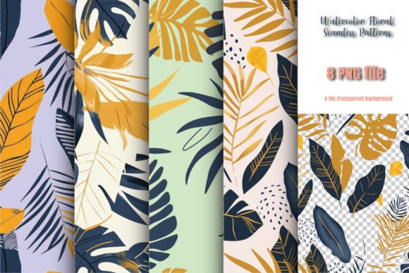 Elevating Brand Identity with Tropical Leaves Patterns Watercolor in the Digital Marketplace