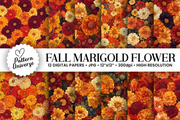 Fall Autumn Marigold Flower Patterns
