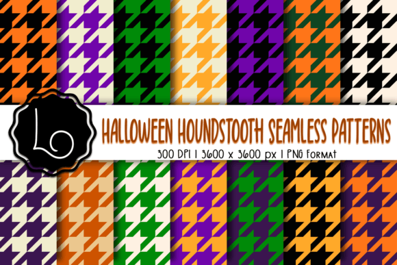 Halloween Houndstooth Seamless Patterns