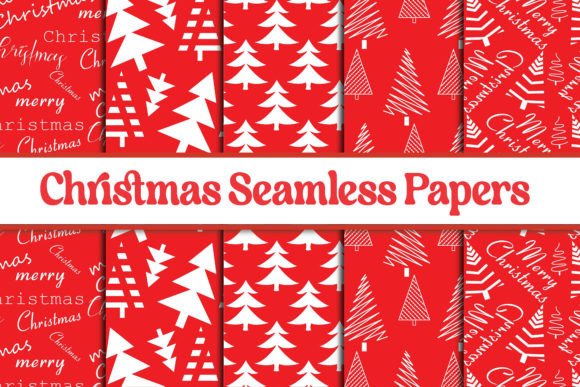 Merry Christmas Digital Red Patterns for Creative Projects