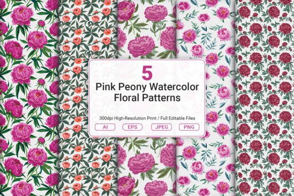 Pink Peony Watercolor Floral Patterns: A Practical Design Resource