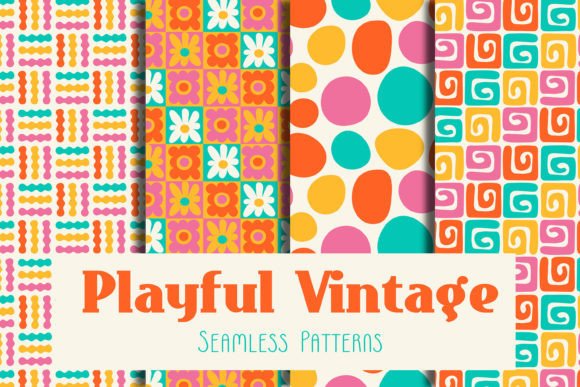 Playful Vintage Seamless Patterns for Creative Projects