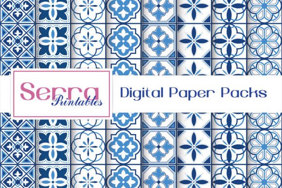 Seamless Blue Tiles Patterns for Creative Projects