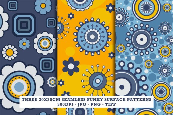 Three 30x30cm Seamless Funky Patterns