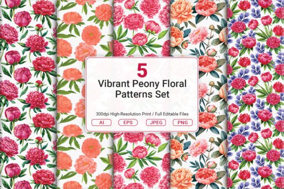 Transform Your Creative Projects with the Vibrant Peony Floral Patterns Set