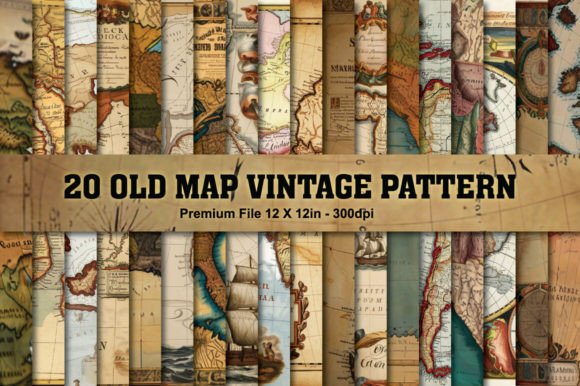 Vintage Map Digital Paper Patterns